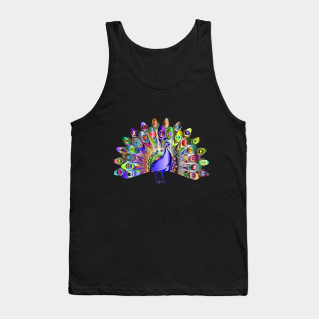 Pretty and Cute Rainbow Colored Peacock Bird Tank Top by Normo Apparel